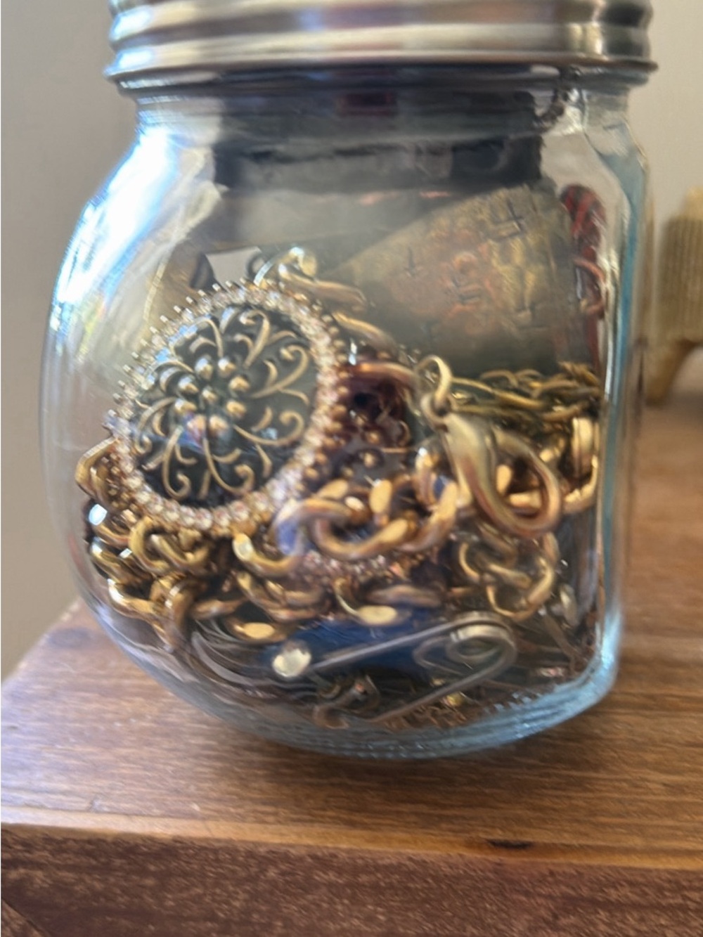 Primitive custom and custom artsy Mixed Metals Mystery Jewelry Jar - Picture 2 of 7